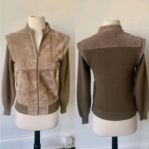 Vintage Taupe Suede Bomber Jacket 1980’s Bomber Jacket 80’s Brown Leather Jacket